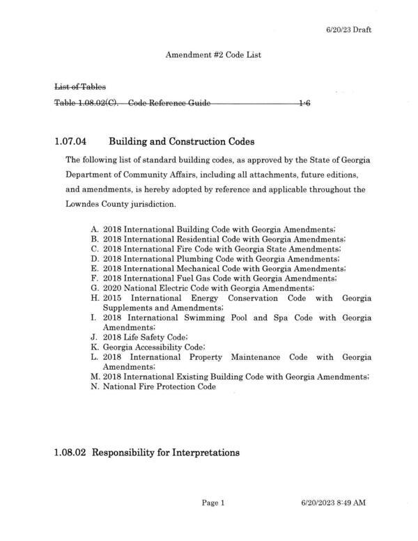 Amendment #2 Code List (plain)