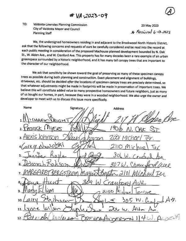 Petition of concerns about Brookwood North District (1 of 2)