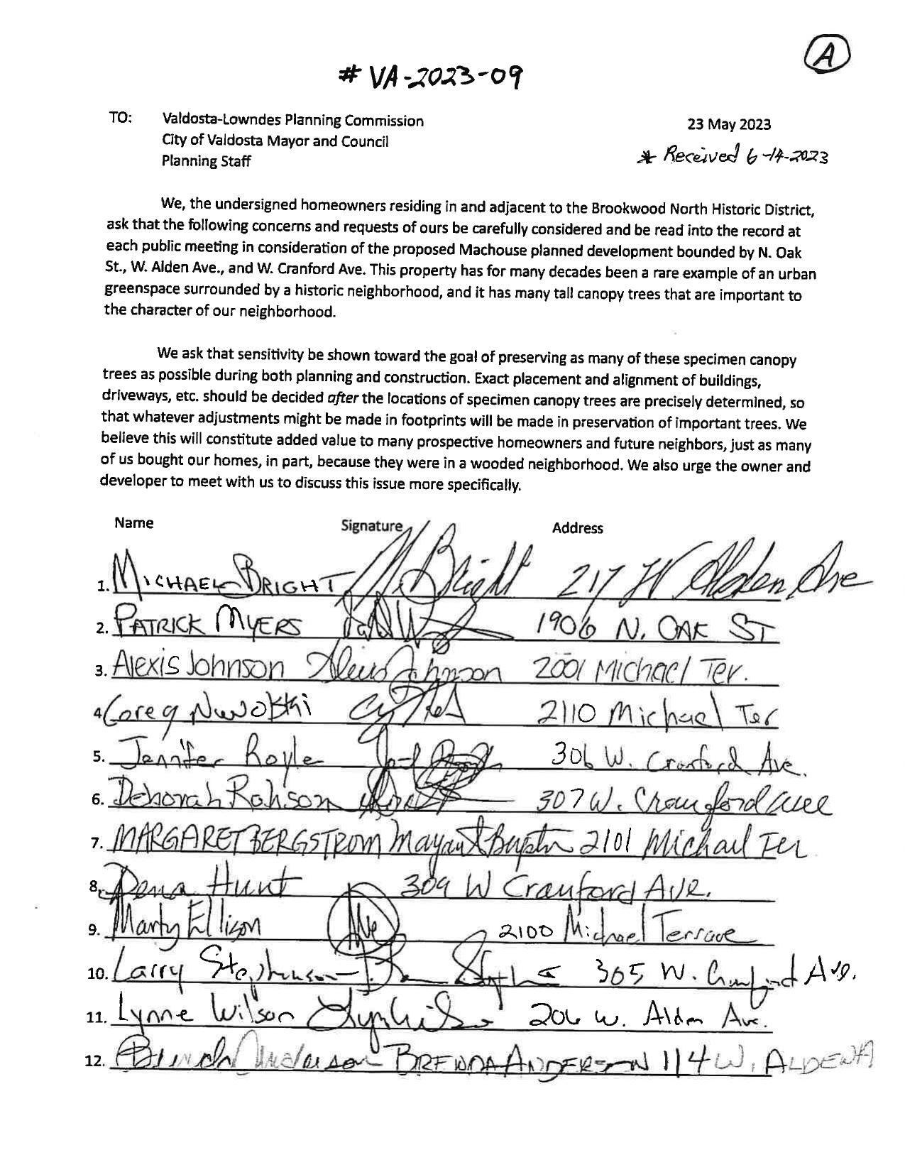Petition of concerns about Brookwood North District (1 of 2)