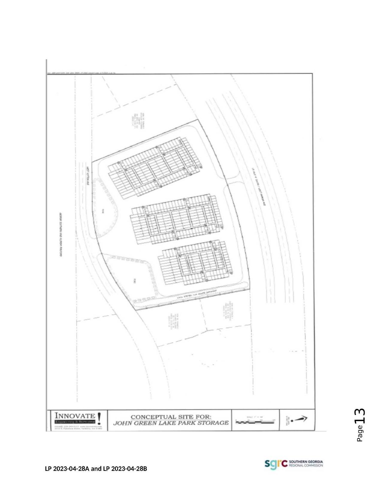 Conceptual Site Plan for John Green Lake Park Storage