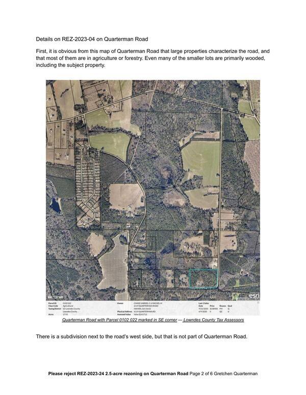Details: agriculture and forestry, and subdivision is not part of Quarterman Road