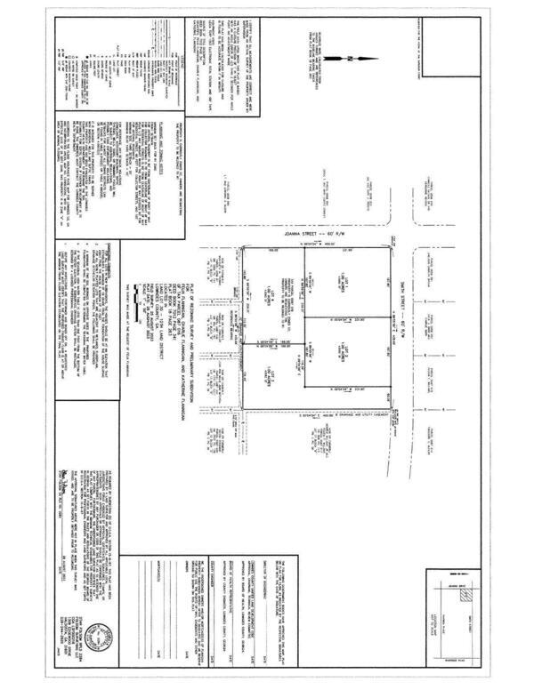 Plat of rezoning survey and preliminary subdivision