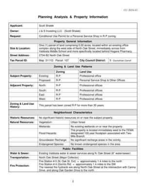 [Planning Analysis & Property Information]