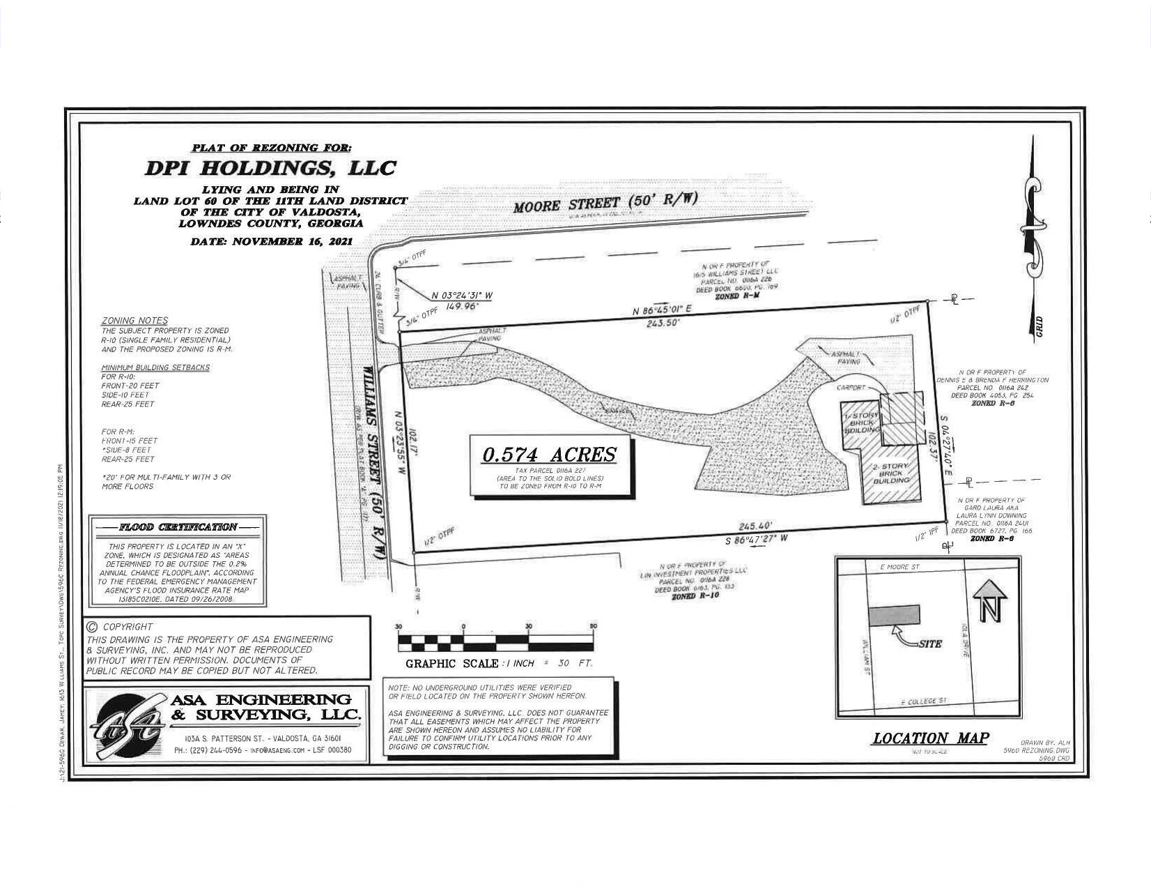 Plat of rezoning for DPI Holdings, LLC