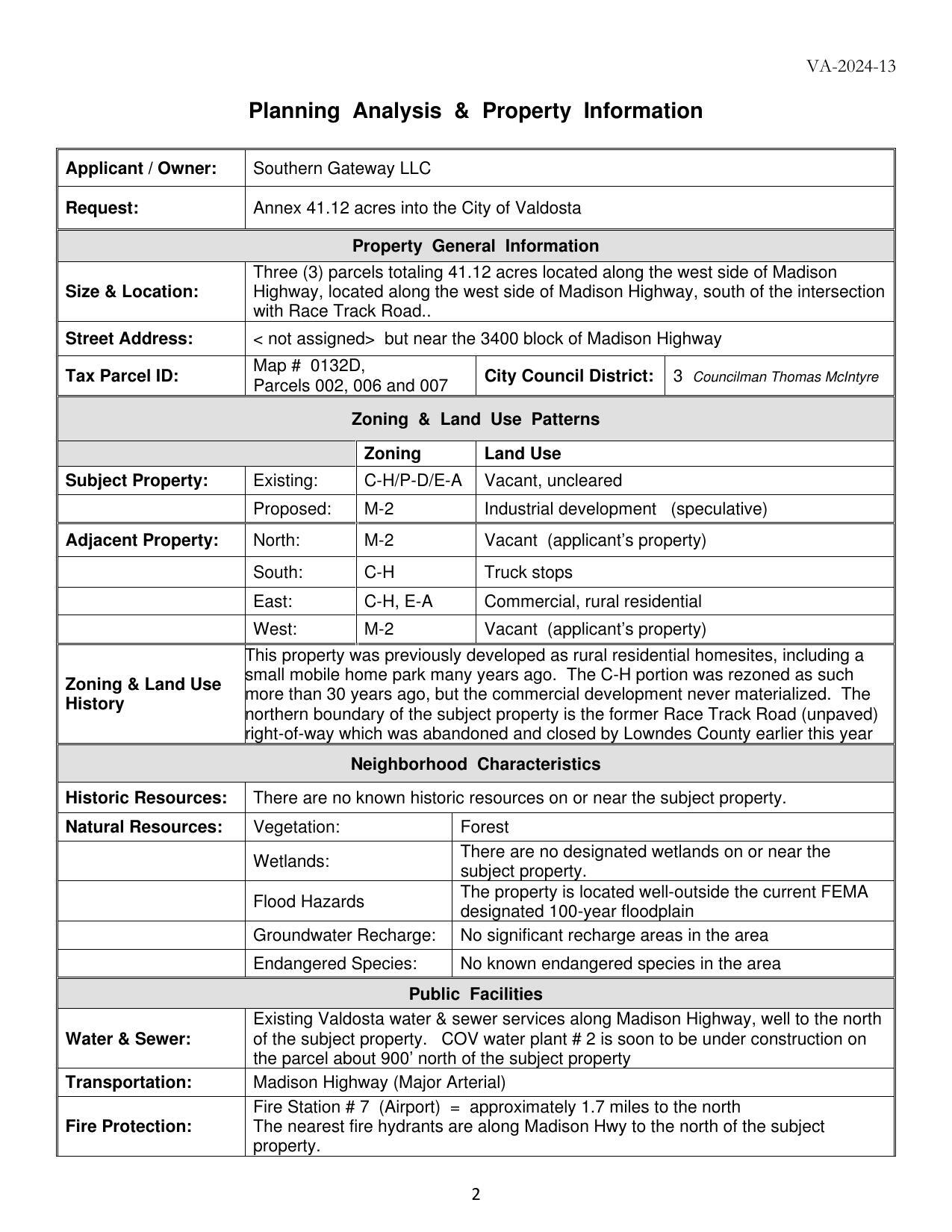 Planning Analysis & Property Information