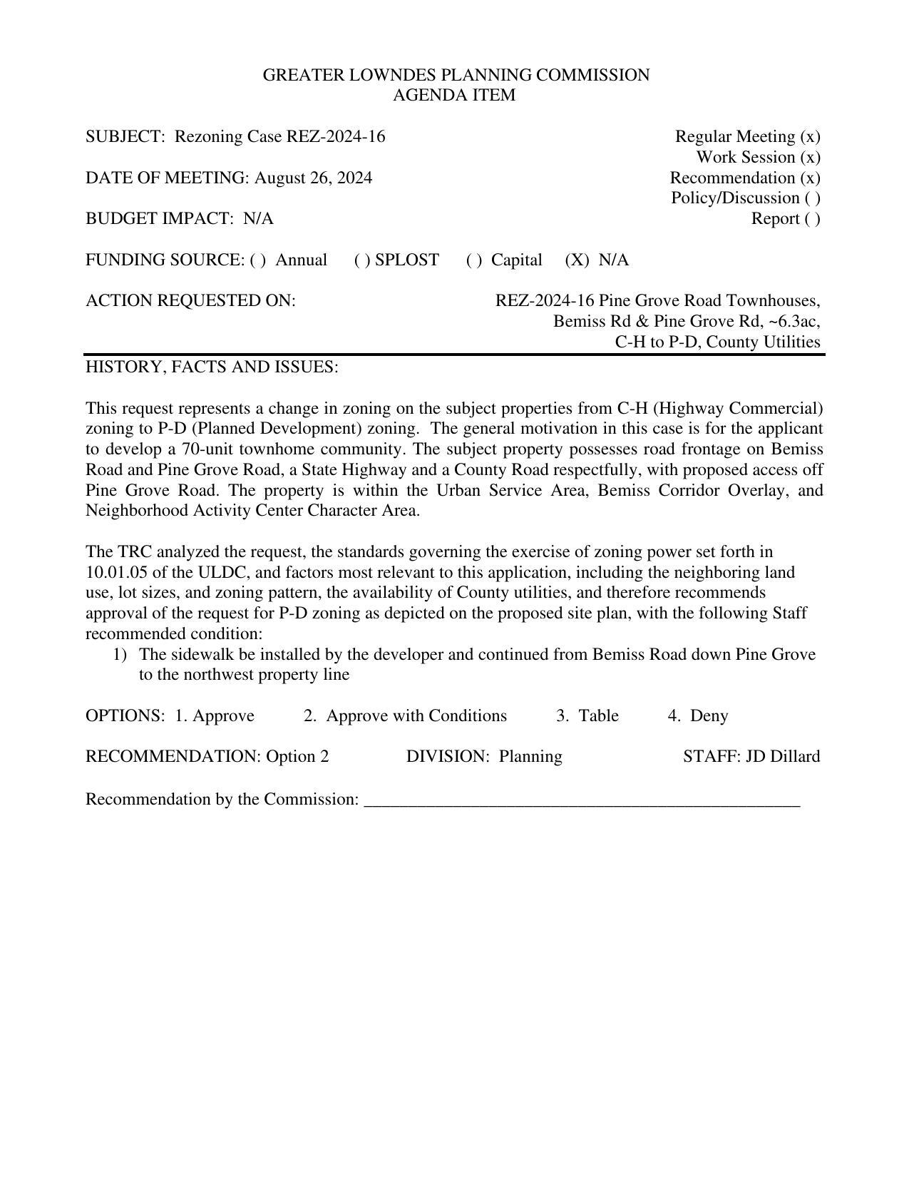 to develop a 70-unit townhome community