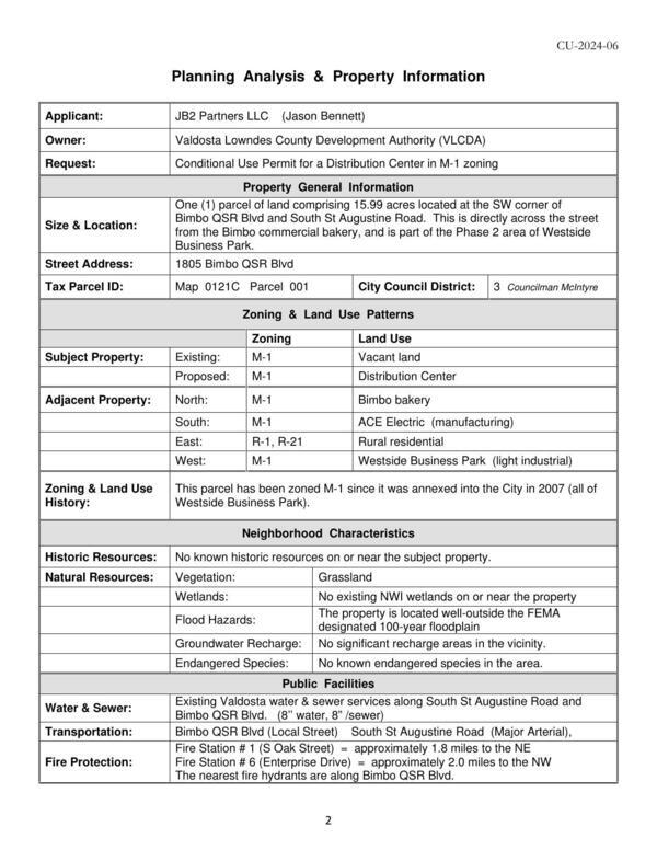 Planning Analysis & Property Information