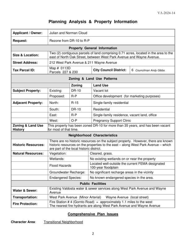 Planning Analysis & Property Information