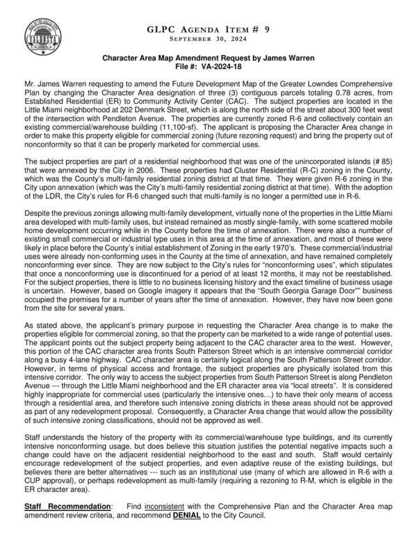 [to make this property eligible for commercial zoning (future rezoning request) and bring the property out of nonconformity so that it can be properly marketed for commercial uses.]