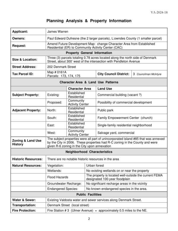 Planning Analysis & Property Information