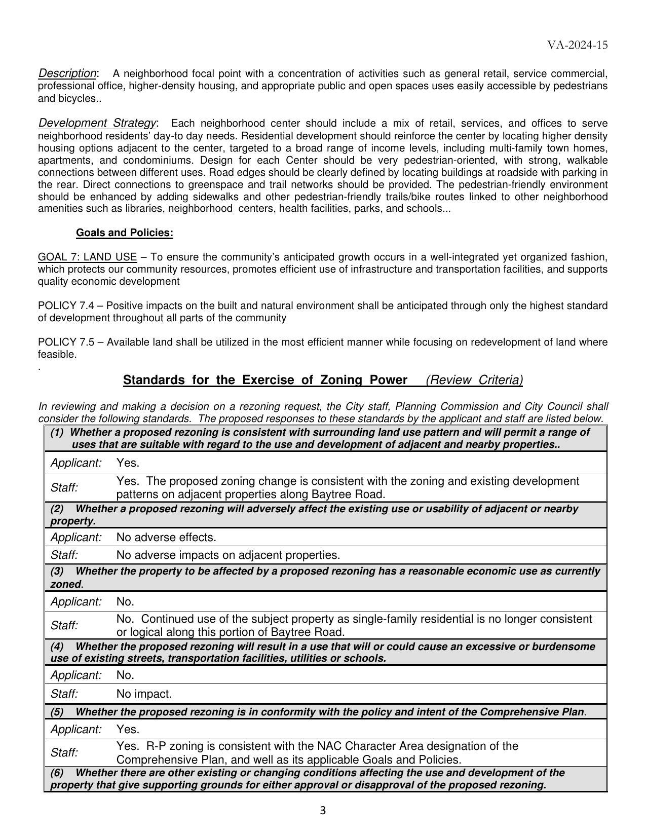 Standards for the Exercise of Zoning Power (Review Criteria)