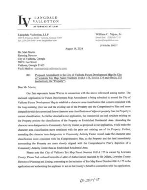 [to establish a character area classification that is more consistent with the long-standing prior use and the existing use of the Property and the Comprehensive Plan and more compatible with the current and future character area classifications of adjacent property than the Property’s current classification.]