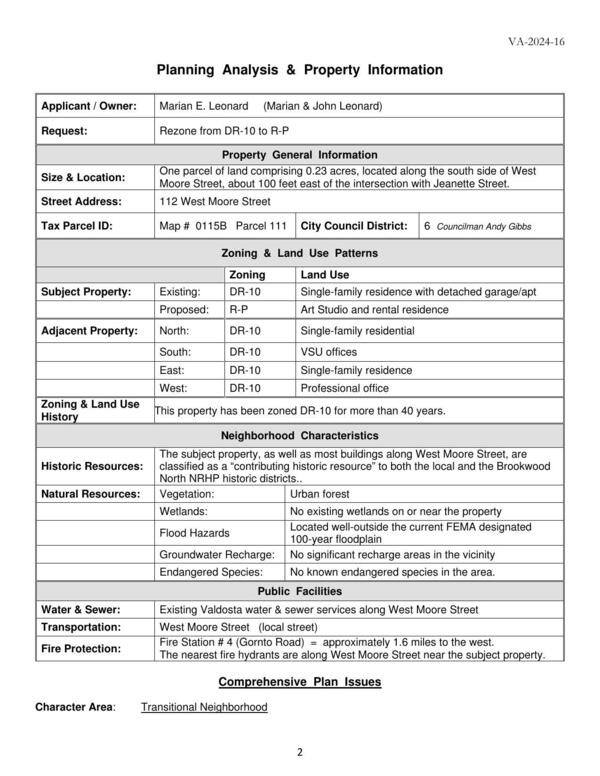 Planning Analysis & Property Information