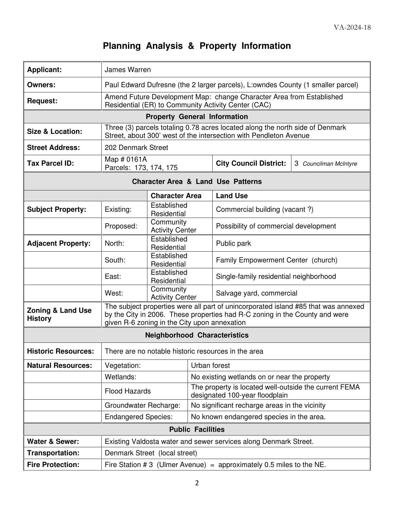 Planning Analysis & Property Information