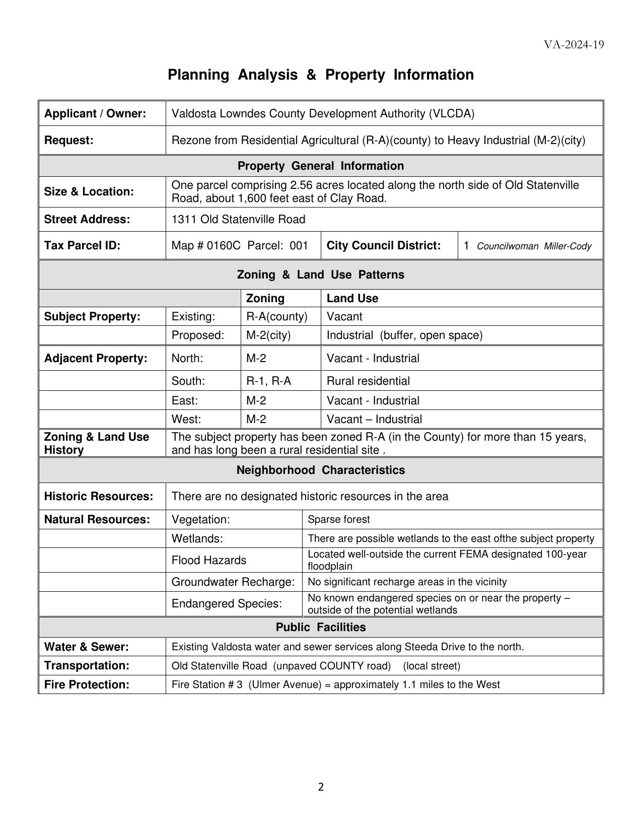 Planning Analysis & Property Information