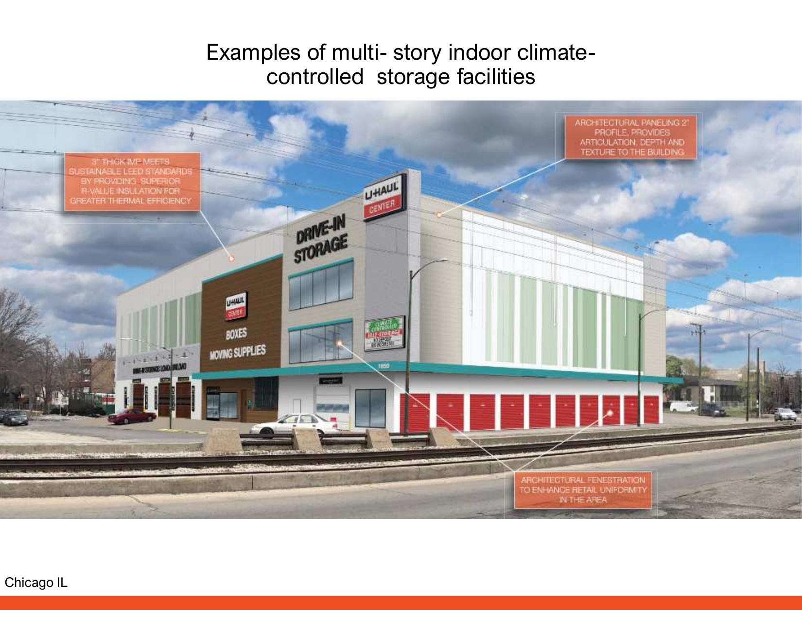 Examples of multi- story indoor climate-controlled storage facilities: Chicago, IL