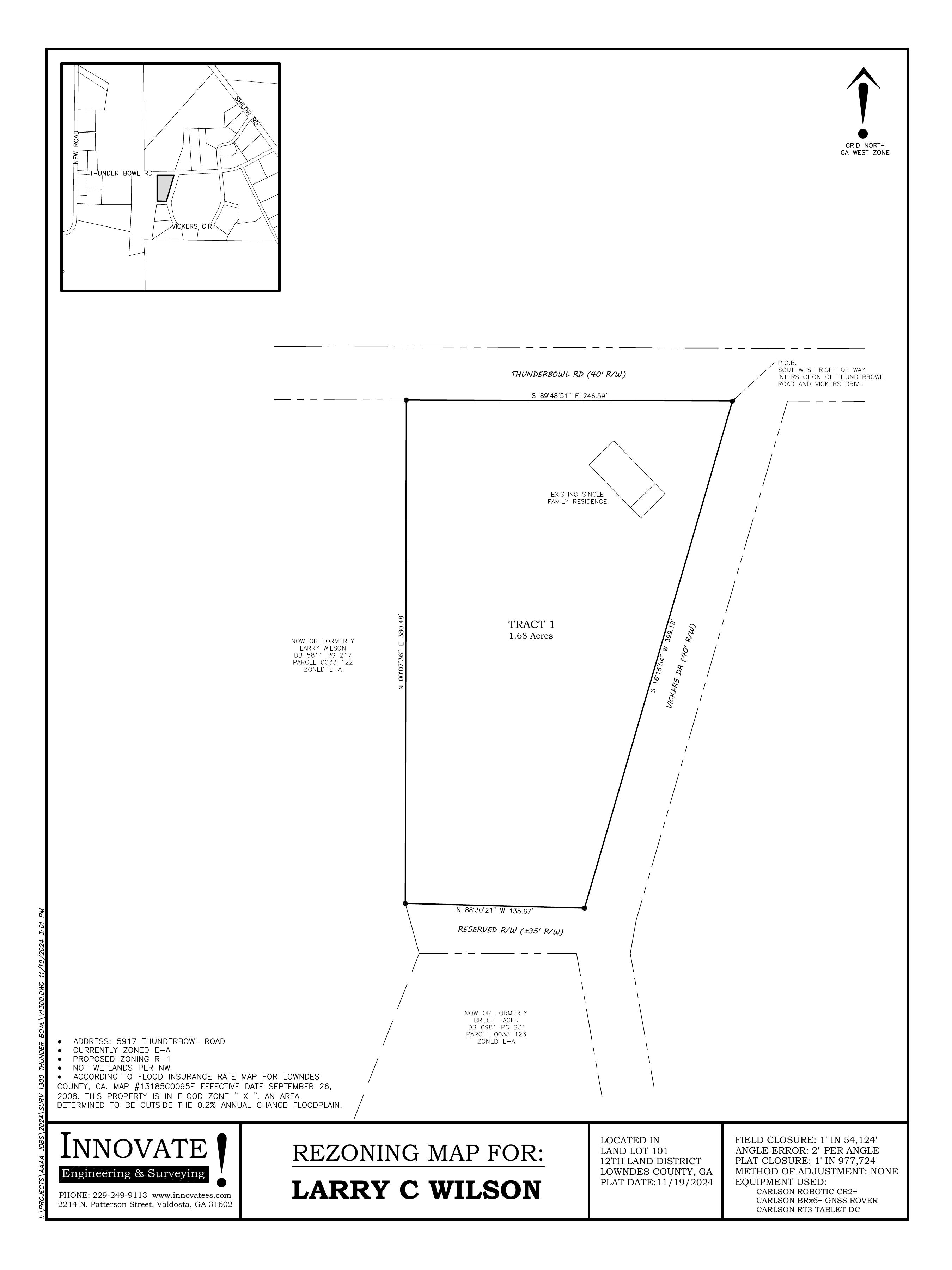 INNOVATE REZONING MAP FOR: LARRY C WILSON