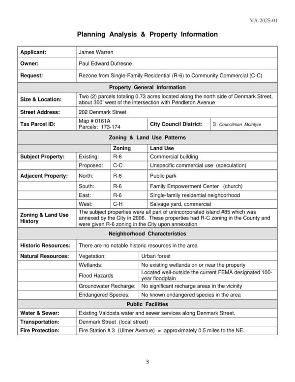 [Planning Analysis & Property Information]