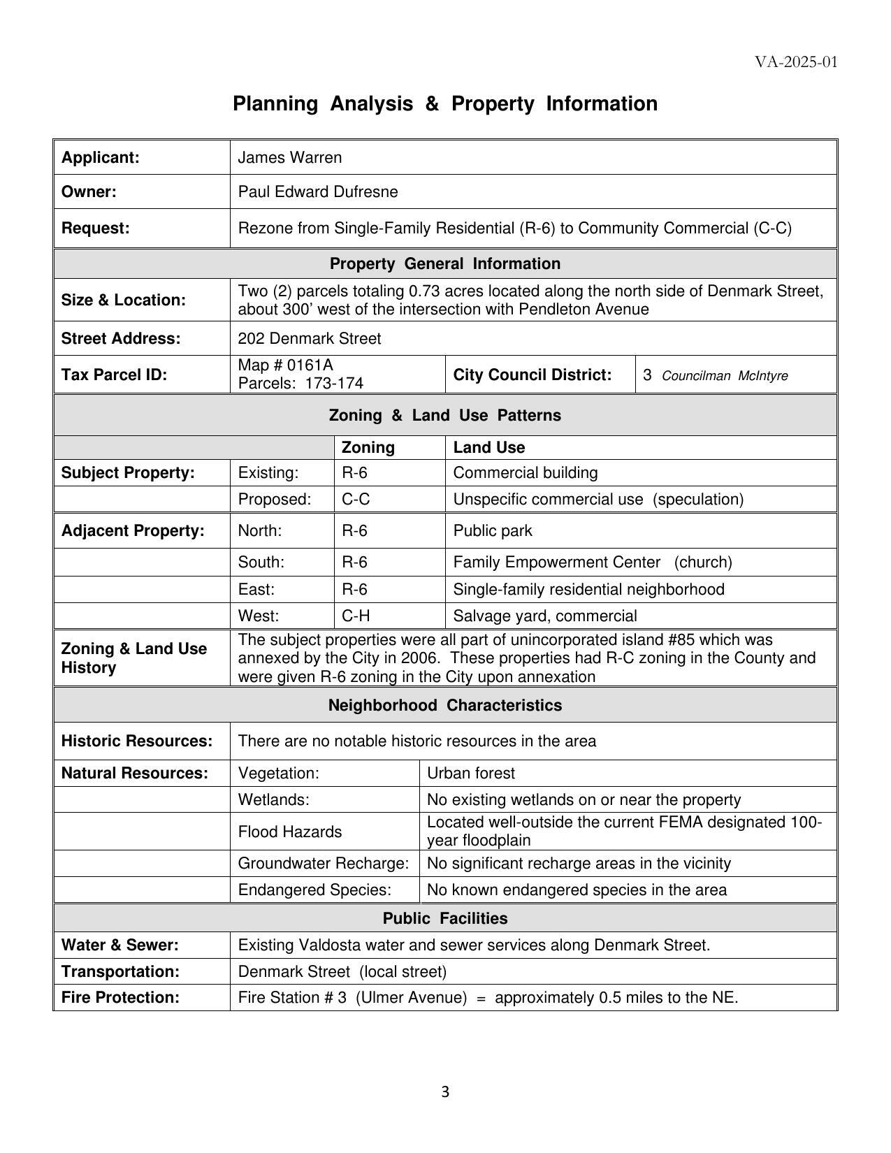 Planning Analysis & Property Information