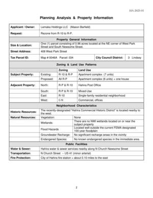 [Planning Analysis & Property Information]