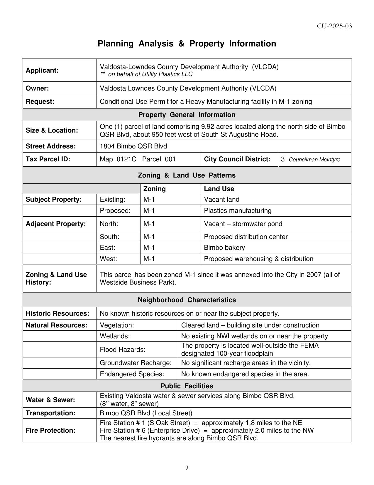 Planning Analysis & Property Information