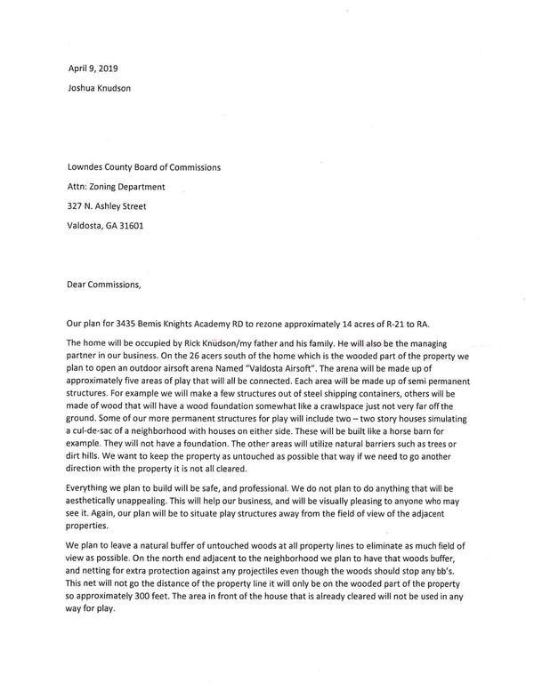 Joshua Knudson request letter