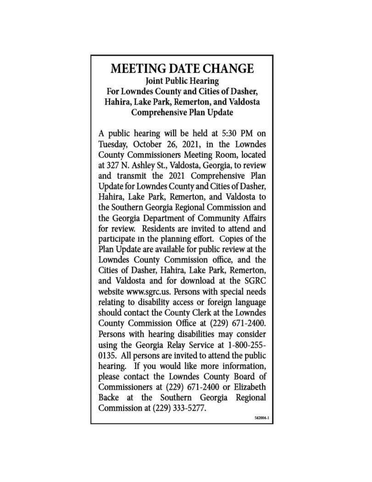 Meeting Date Change to 2021-10-26