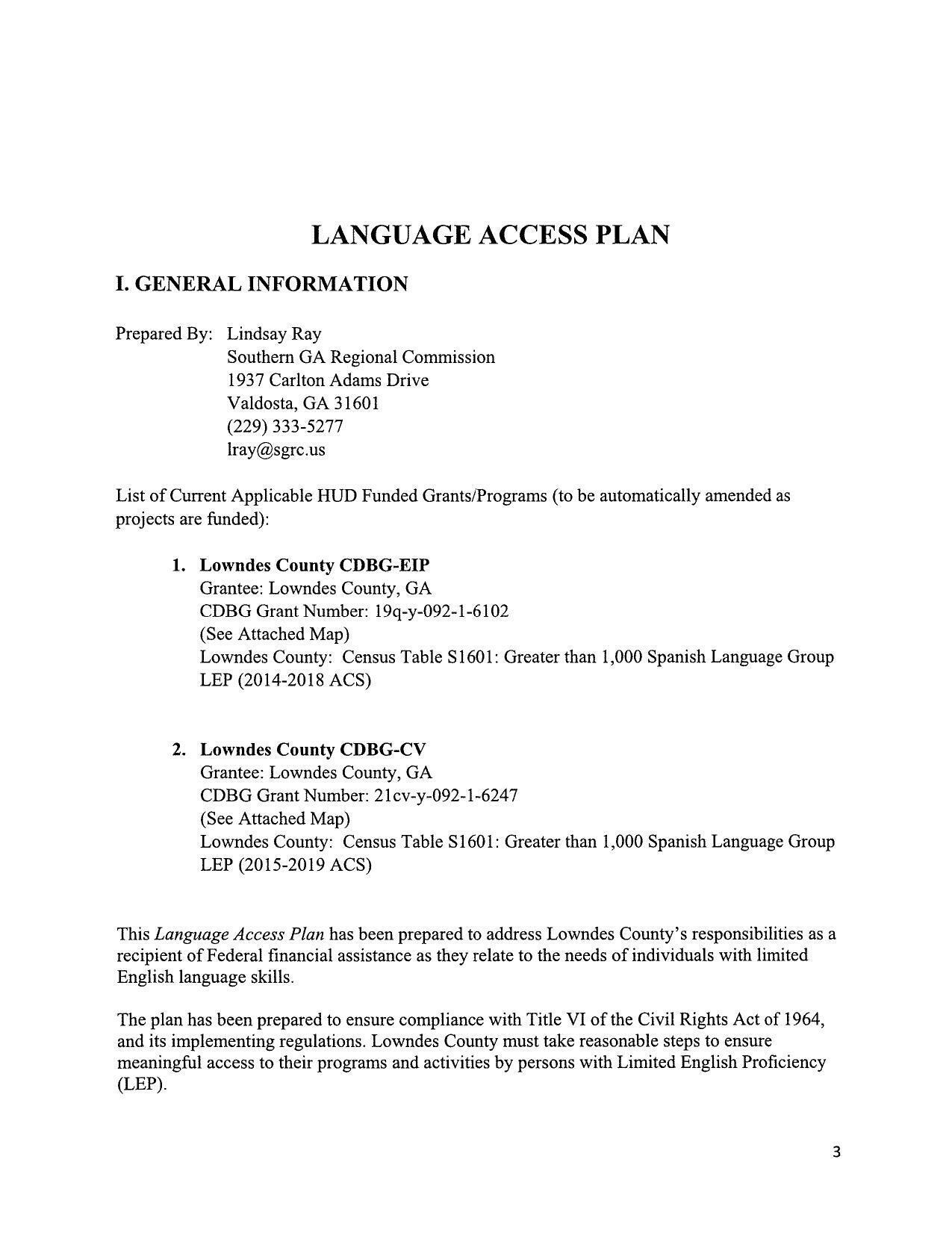 LANGUAGE ACCESS PLAN