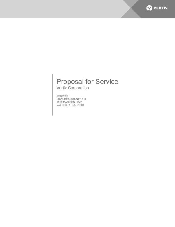 Proposal for Service, Vertiv Corporation
