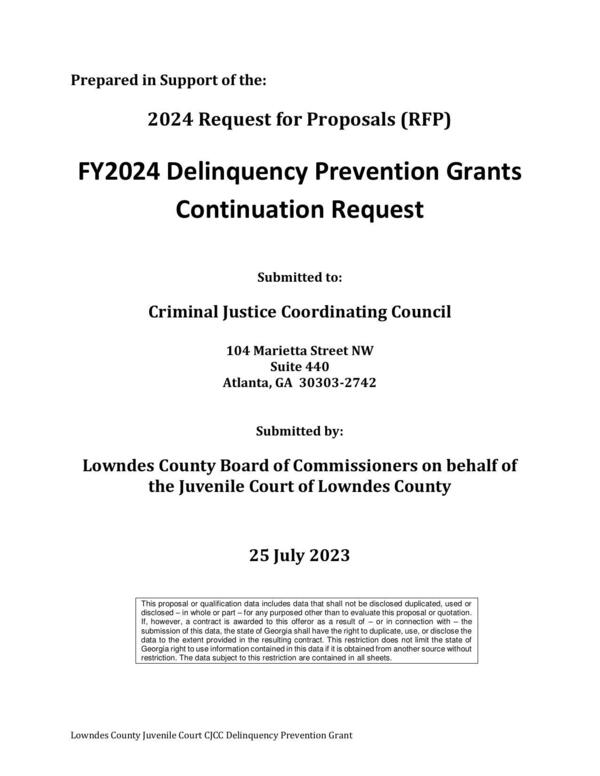 FY2024 Delinquency Prevention Grants Continuation Request