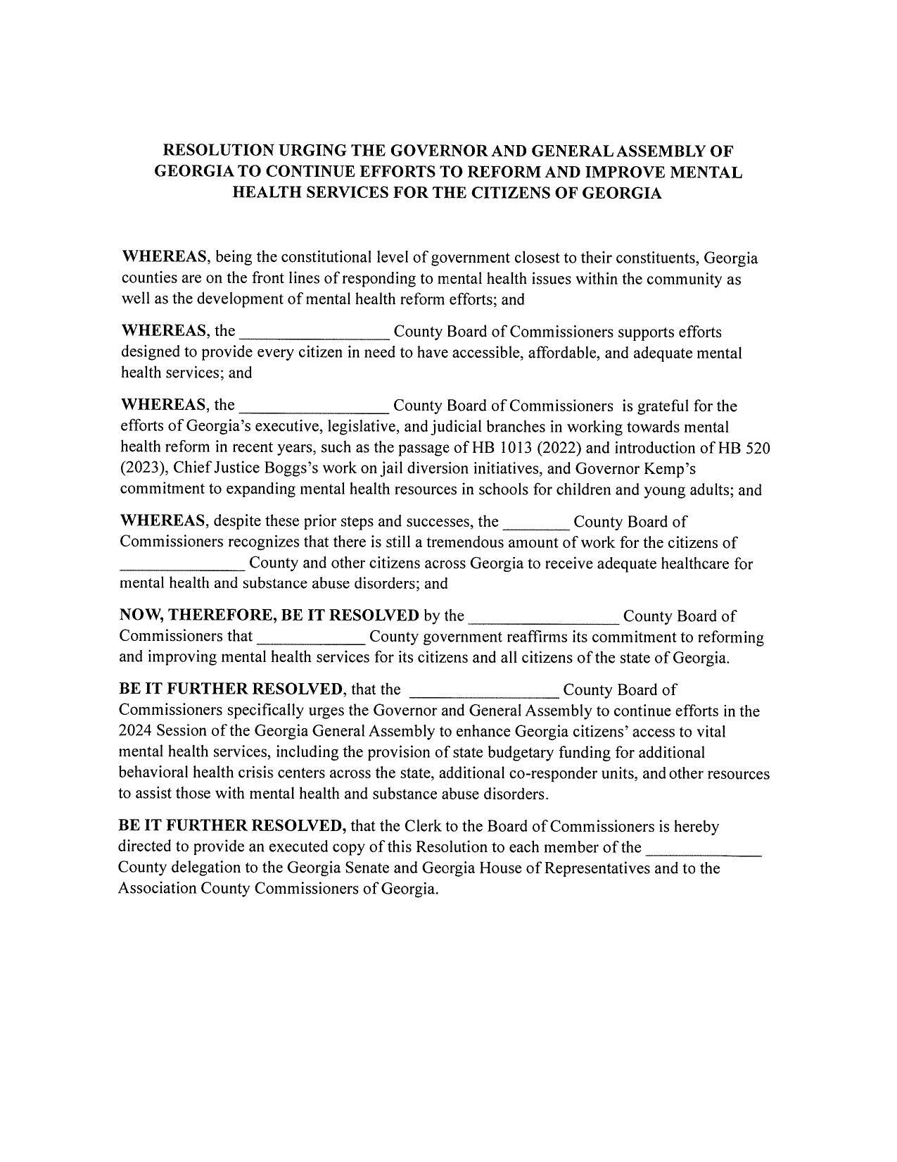 RESOLUTION URGING THE GOVERNOR AND GENERAL ASSEMBLY OF
