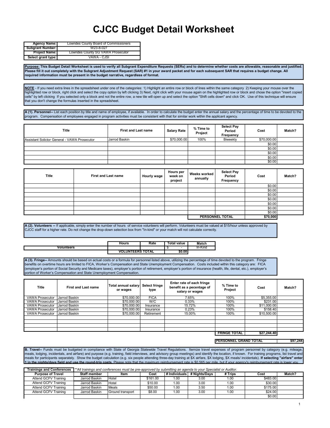 CJCC Budget Detail Worksheet