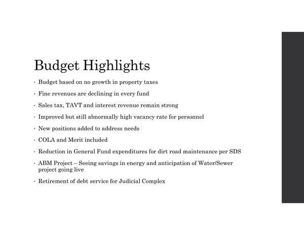 [Budget Highlights]