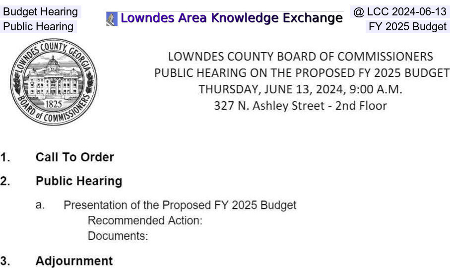Budget Hearing @ LCC 2024-06-13 Public Hearing on the proposed FY 2025 Budget