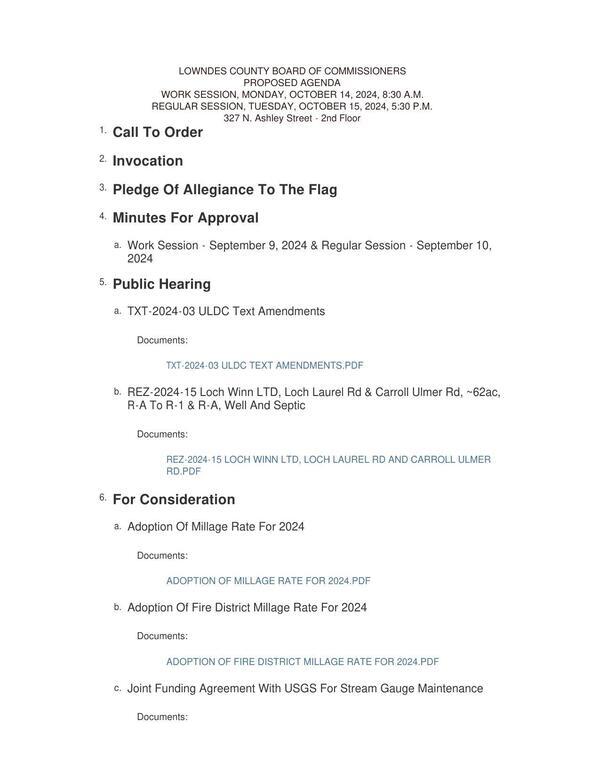 ULDC, REZ 2024-15 Loch Winn LTD, Millage rates, USGS Stream Gauges