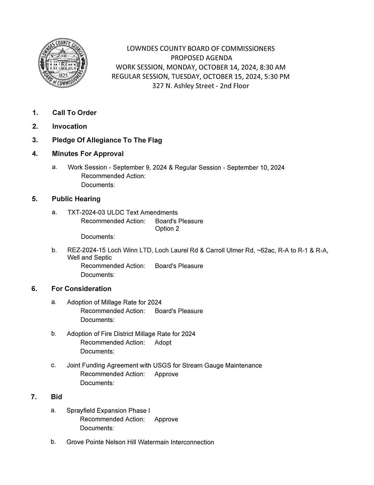 ULDC, REZ 2024-15 Loch Winn LTD, Millage rates, USGS Stream Gauges