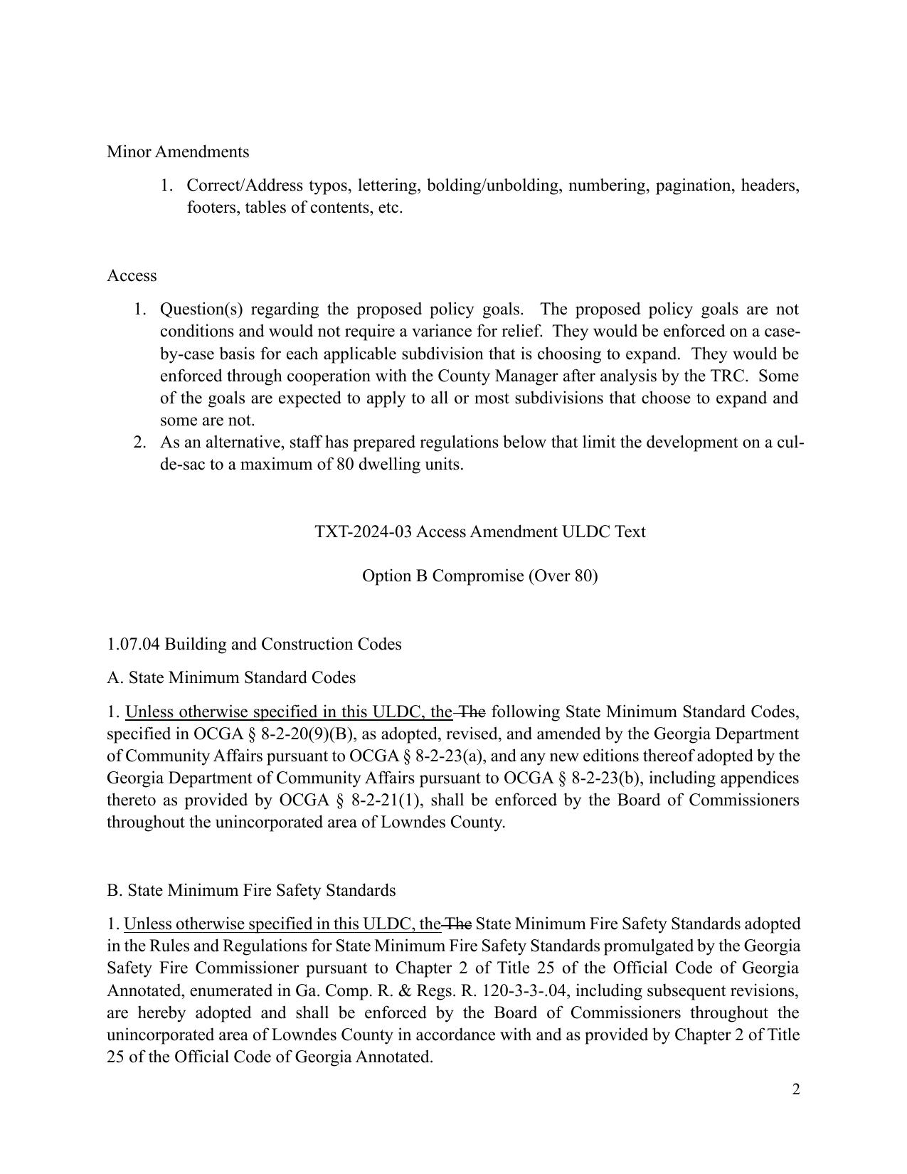 Option B Compromise (Over 80) (dwelling unites on a cul-de-sac)