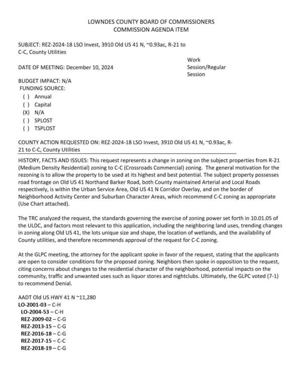 [to allow the property to be used at its highest and best potential. GLPC voted 7-1 to recommend denial.]