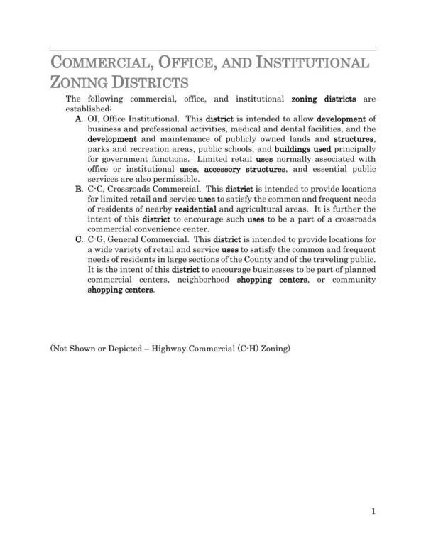 COMMERCIAL, OFFICE, AND INSTITUTIONAL ZONING DISTRICTS