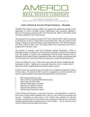 [Letter of Intent by Amerco Real Estate Company]