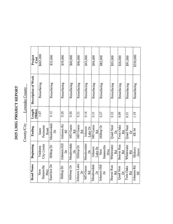 2025 LMIG PROJECT REPORT (paving list)