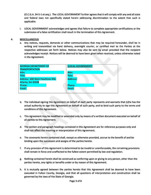 i, LOCAL GOVERNMENT acknowledges and agrees that failure to complete appropriate certifications or the