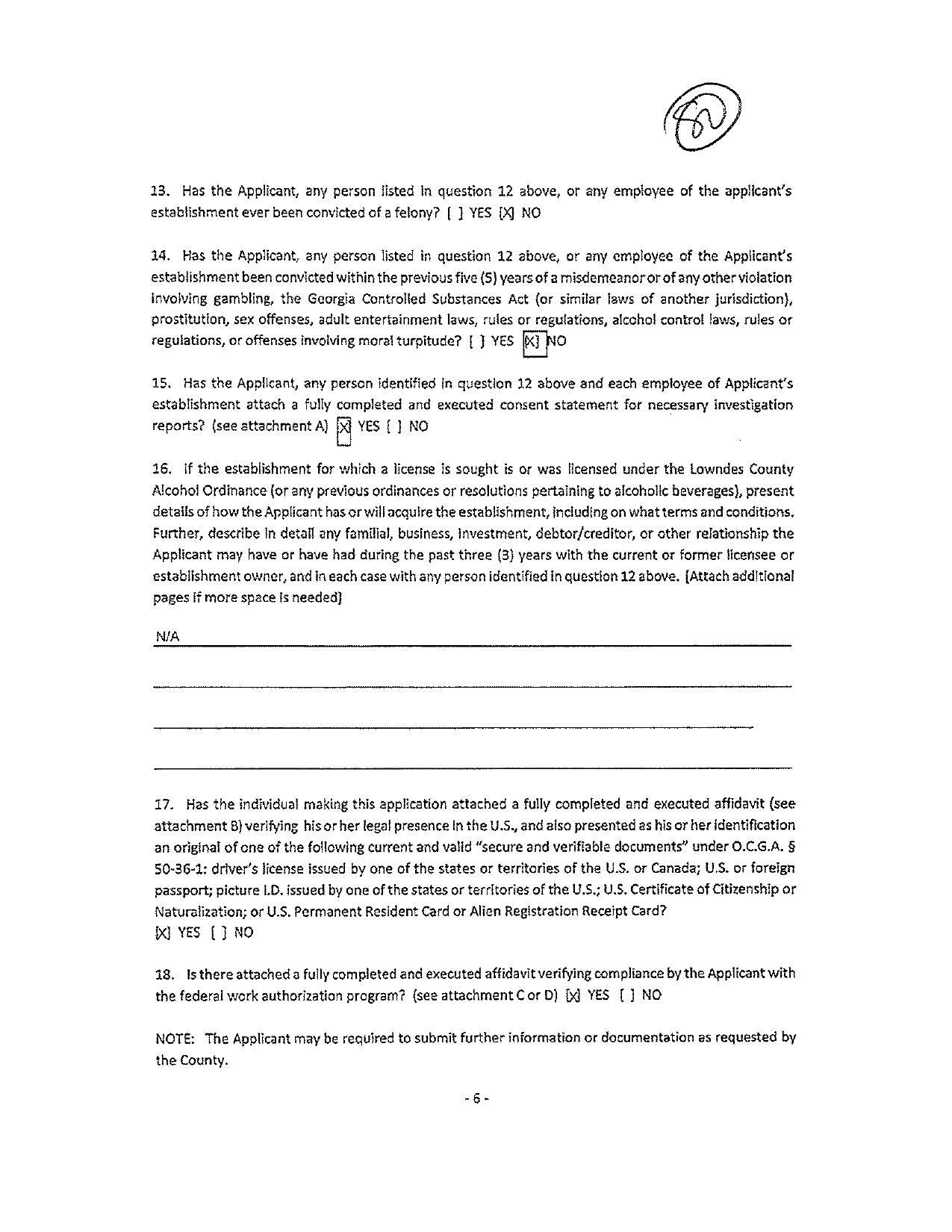 46, if the establishment for which a license is sought is or was licensed under the Lowndes County