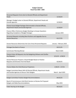 [Budget Calendar, Fiscal Year 2025-2026]