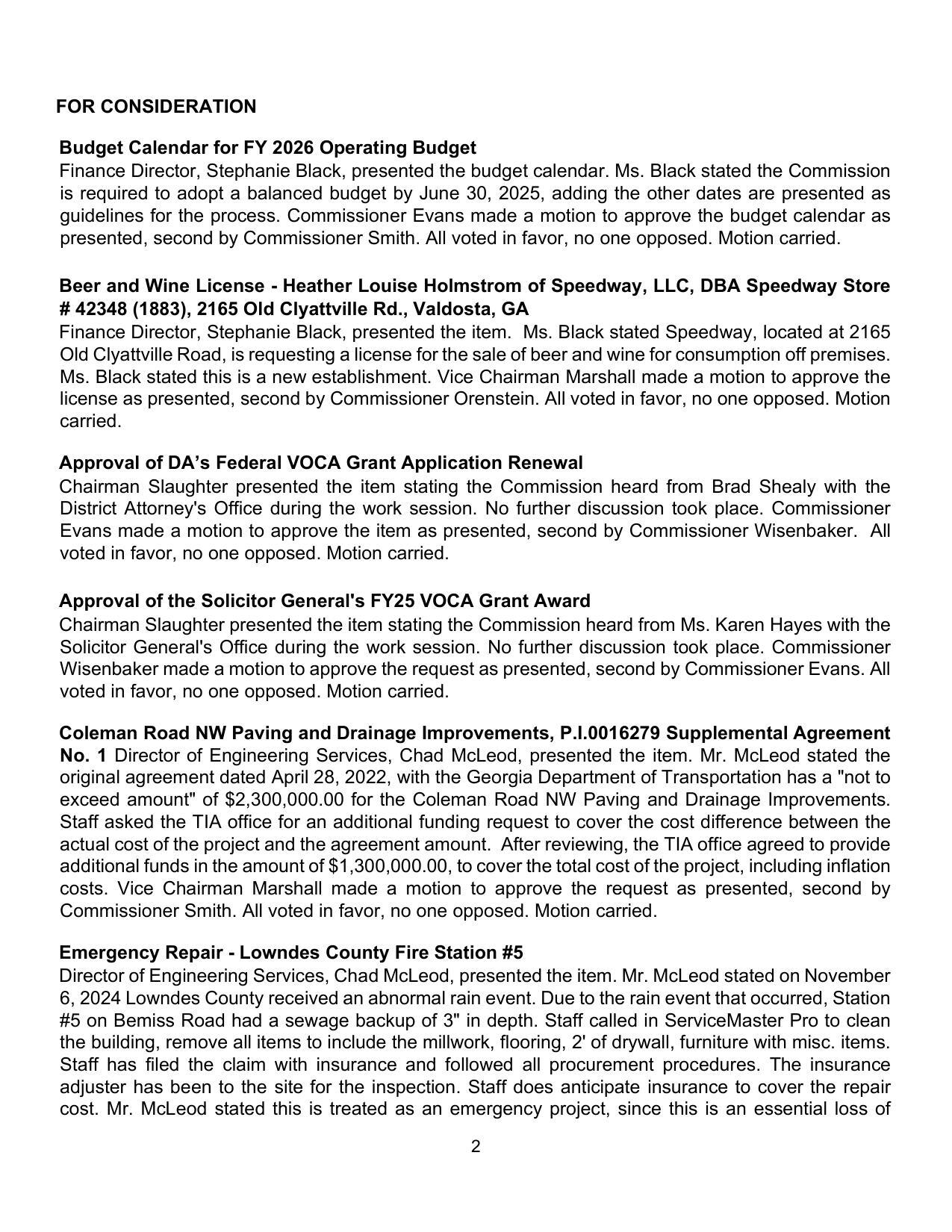 Coleman Road NW Paving and Drainage Improvements, P.I.0016279 Supplemental Agreement