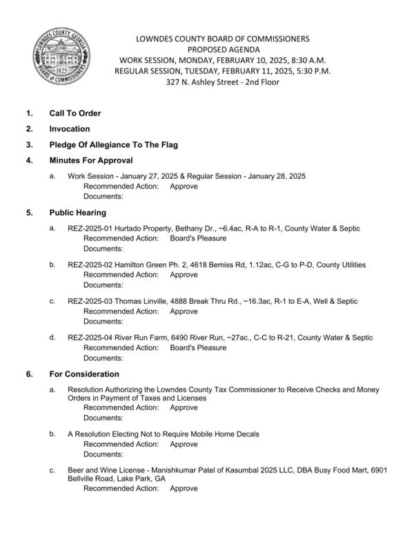 PROPOSED AGENDA