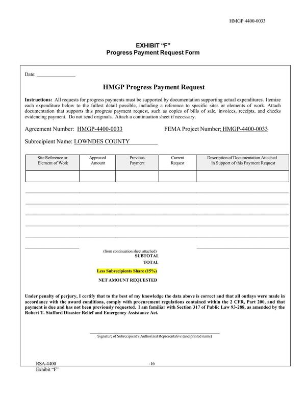 Progress Payment Request Form