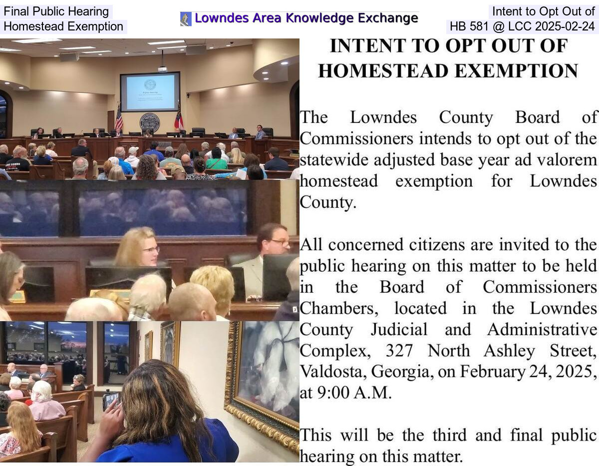 Final Public Hearing, Intent to Opt Out of Homestead Exemption, HB 581 @ LCC 2025-02-24