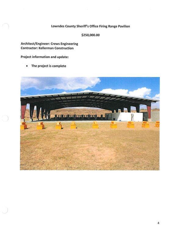 Lowndes County Sheriff's Office Firing Range Pavilion $250,000.00