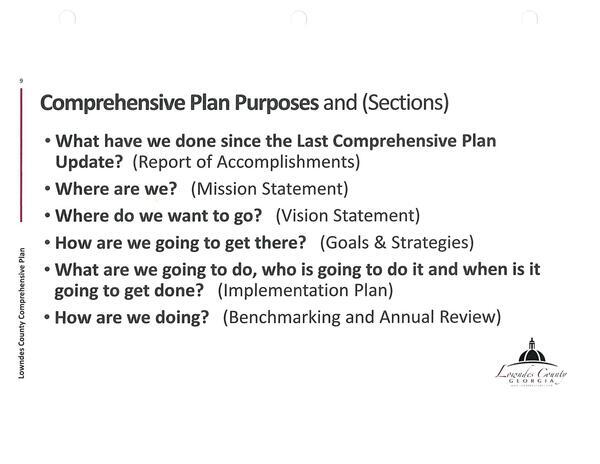 Comprehensive Plan Purposes and (Sections)